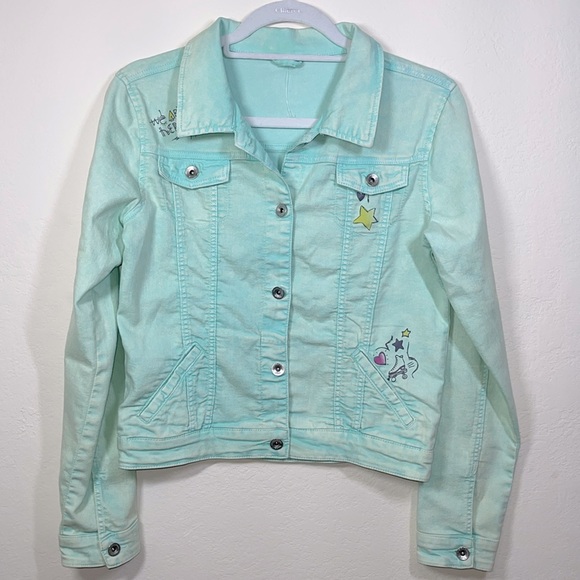 C&A Denim Jacket Mint Green Color Girls - Picture 1 of 11